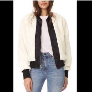 EUC Daniel Patrick Ivory Heroine Sherpa Fleece Bomber Jacket size XS